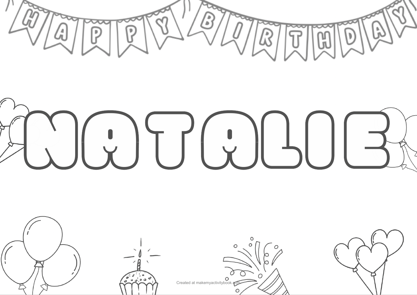 Natalie birthday colouring sheet