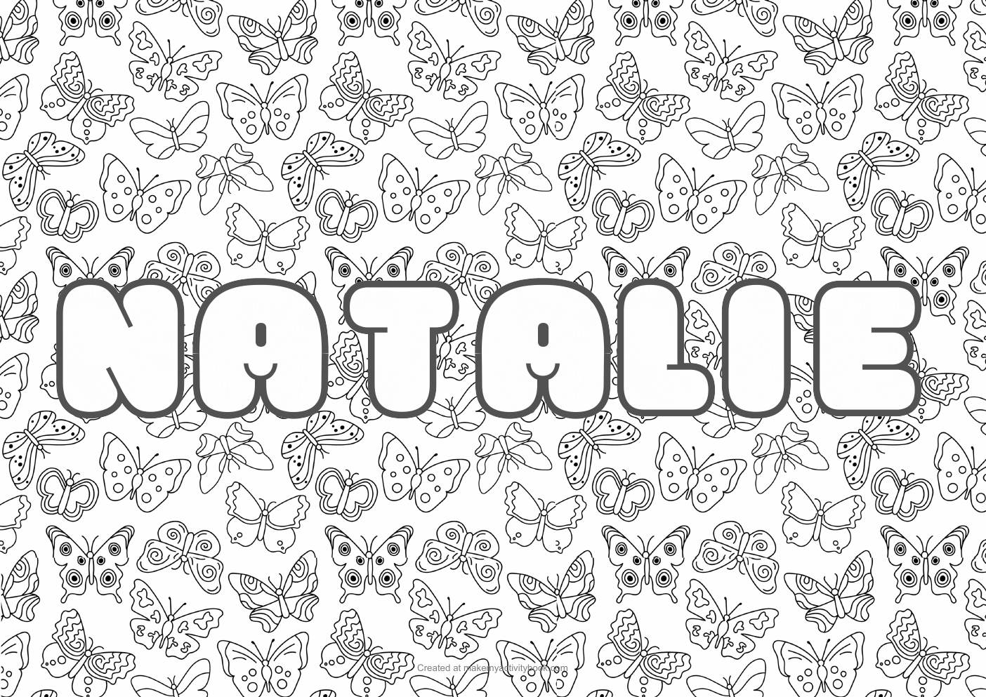 Natalie butterflies colouring sheet