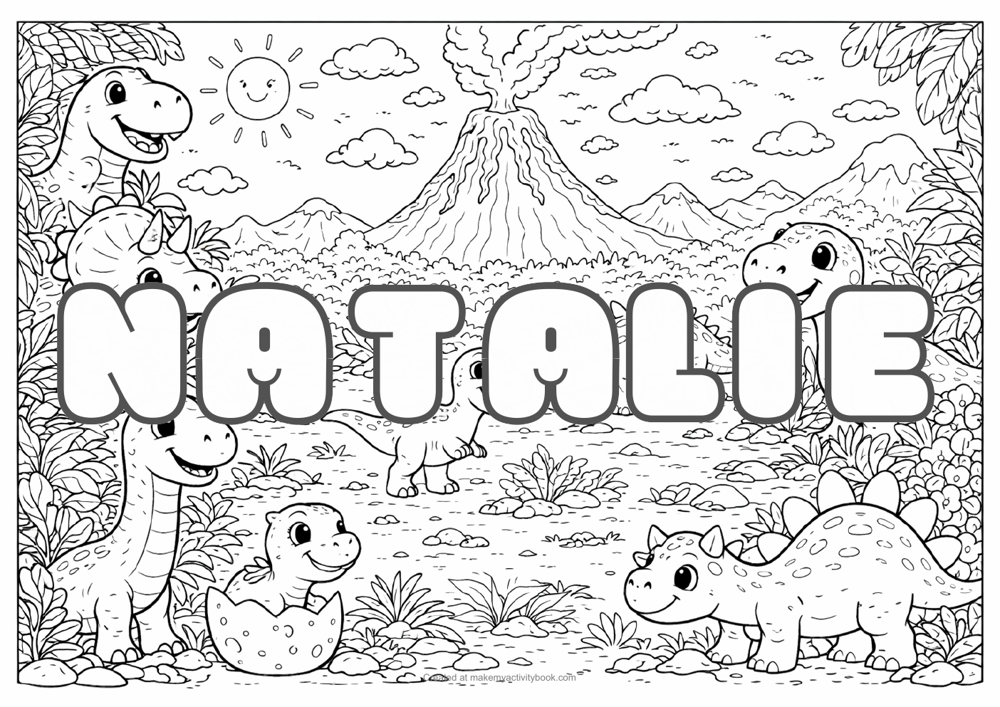Natalie dinosaur colouring sheet