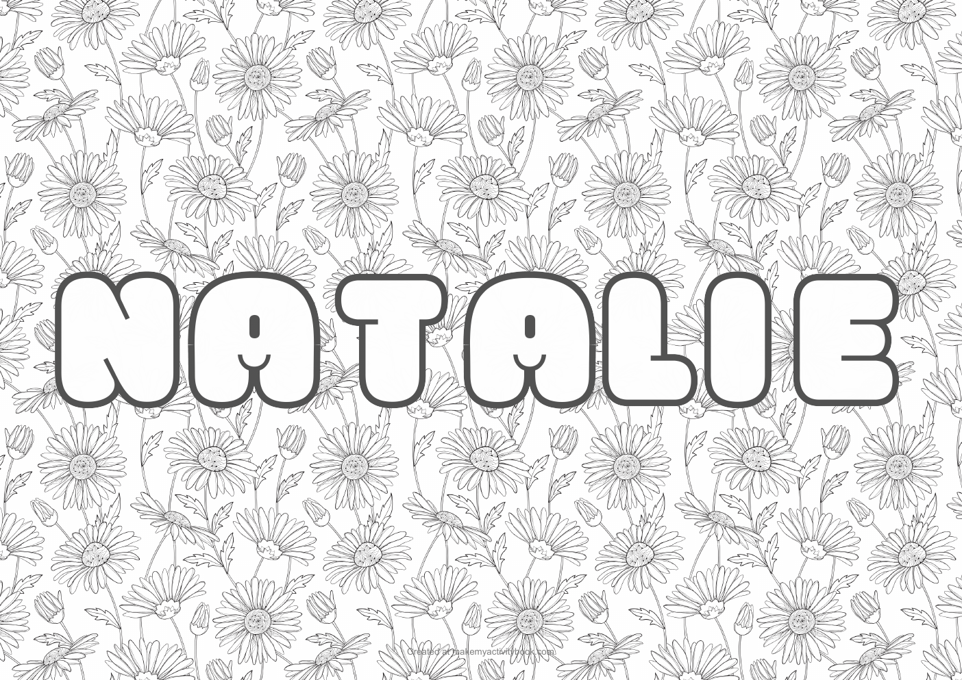 Natalie flowers colouring sheet
