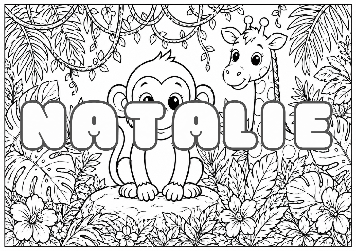 Natalie jungle colouring sheet