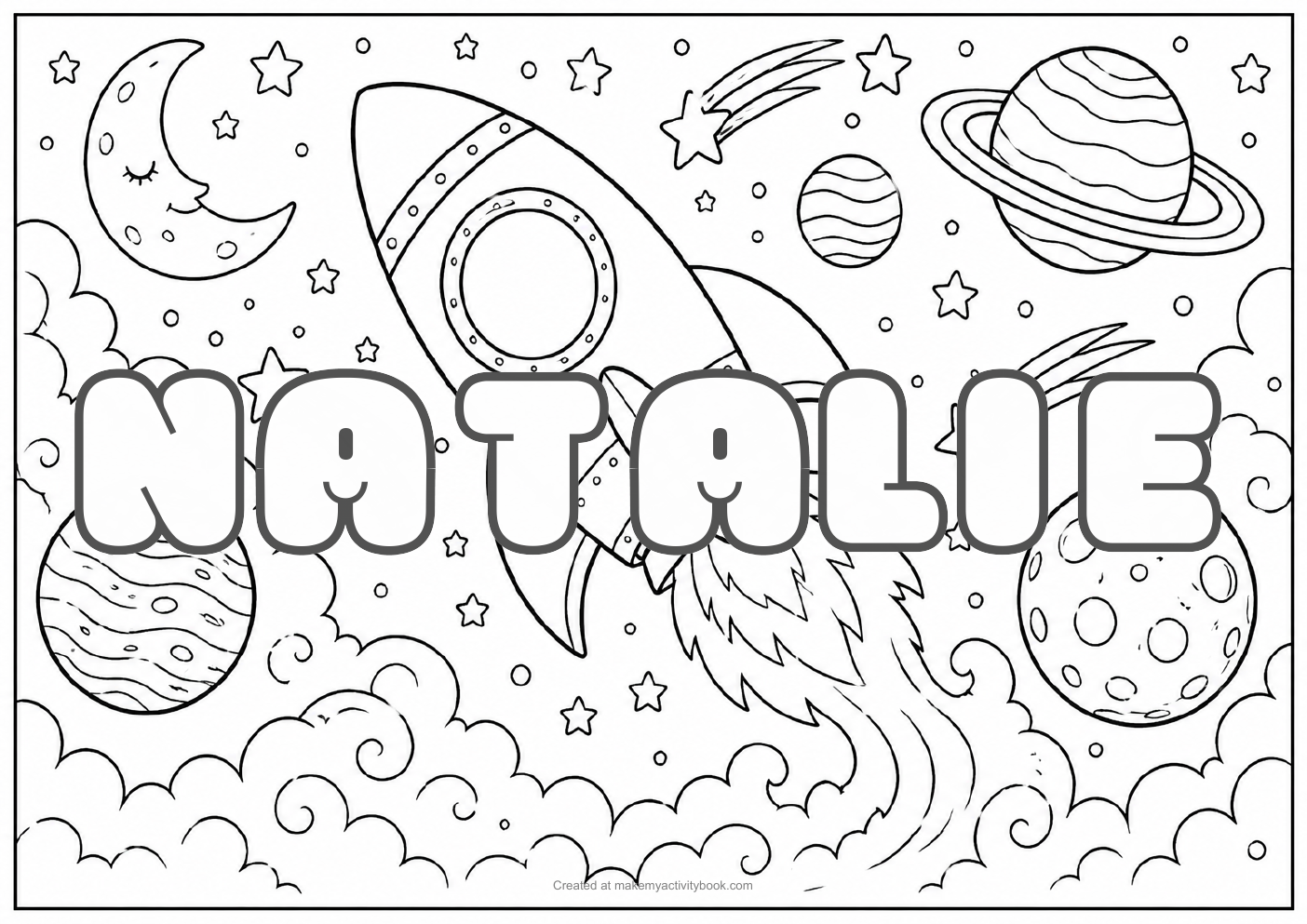 Natalie space colouring sheet