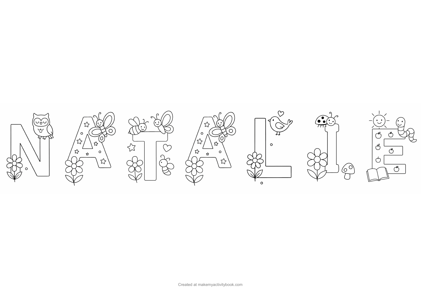 Natalie letters colouring sheet