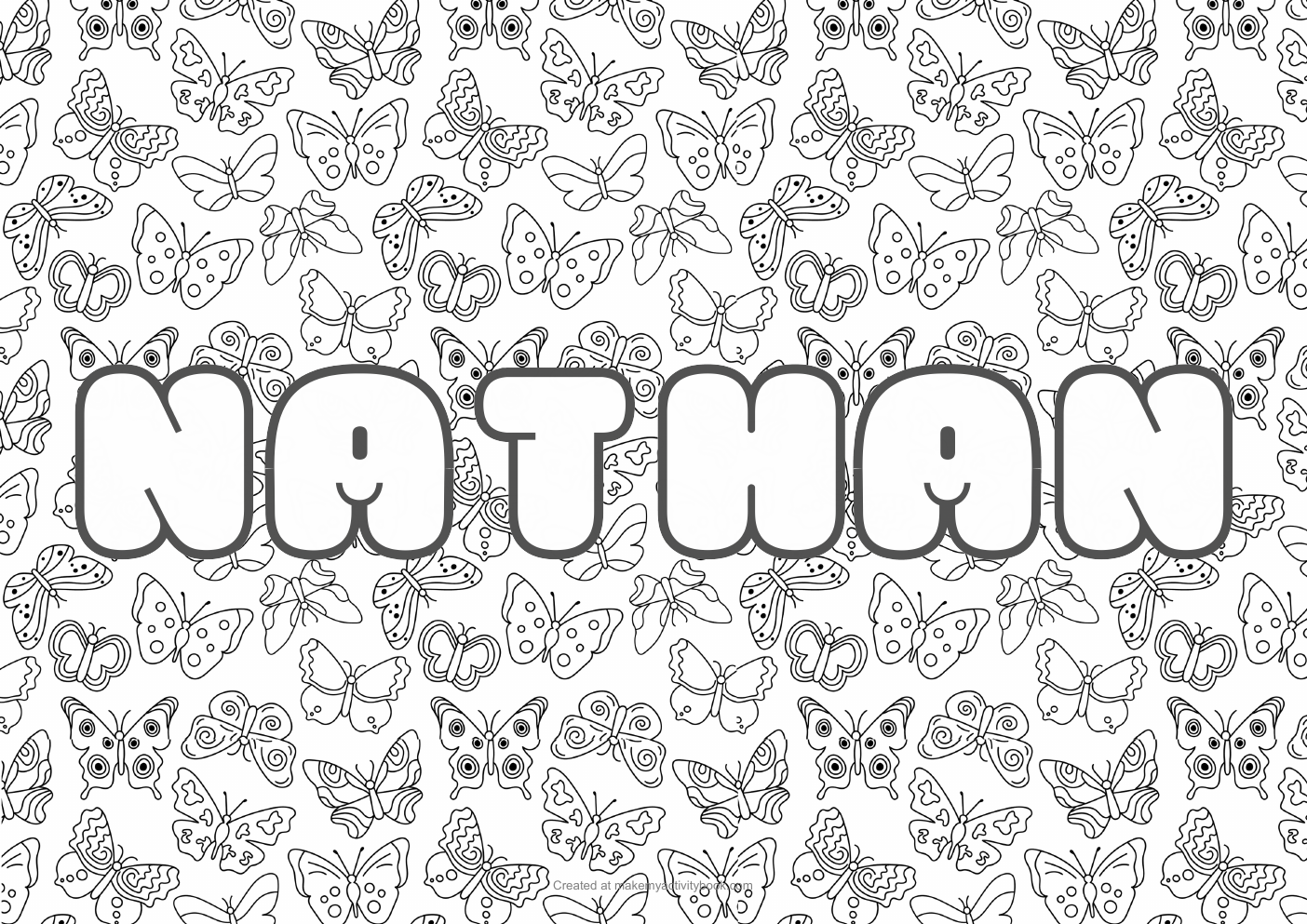 Nathan butterflies colouring sheet