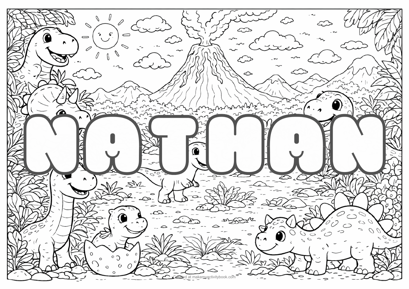 Nathan dinosaur colouring sheet