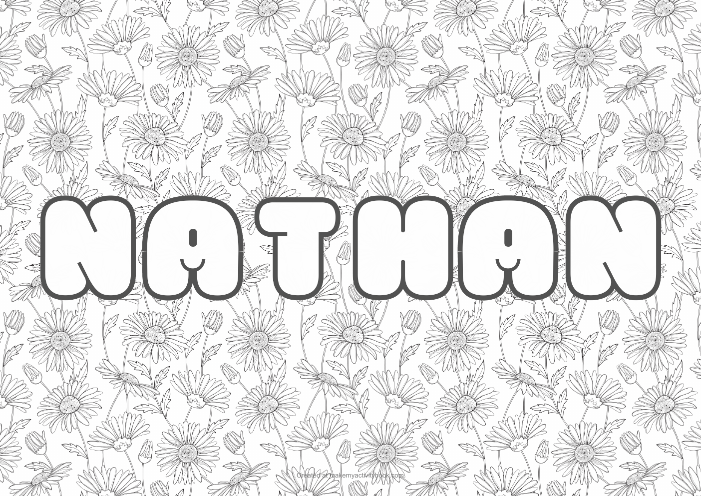 Nathan flowers colouring sheet