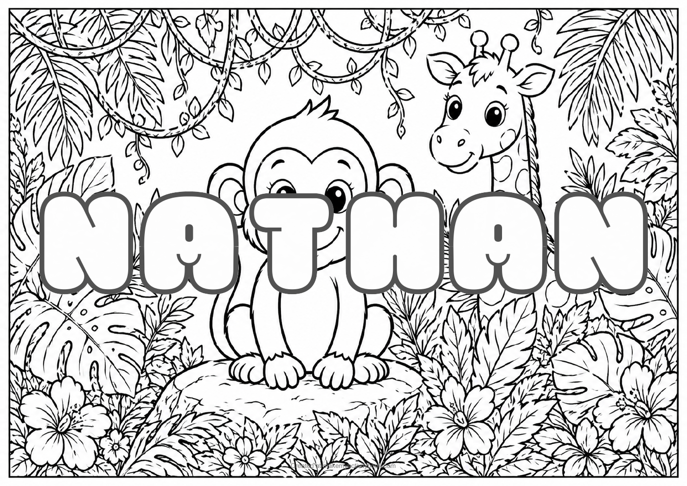 Nathan jungle colouring sheet