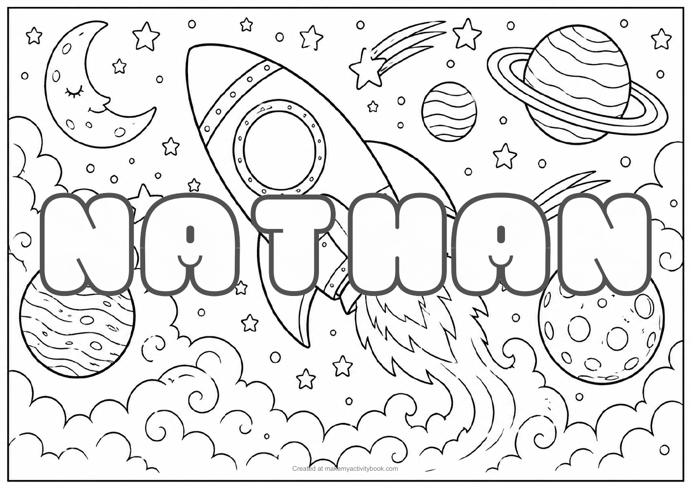 Nathan space colouring sheet
