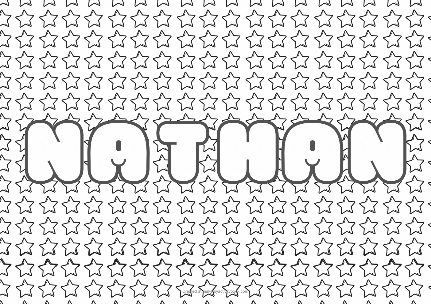 Nathan Bubble letters — Stars border colouring sheet
