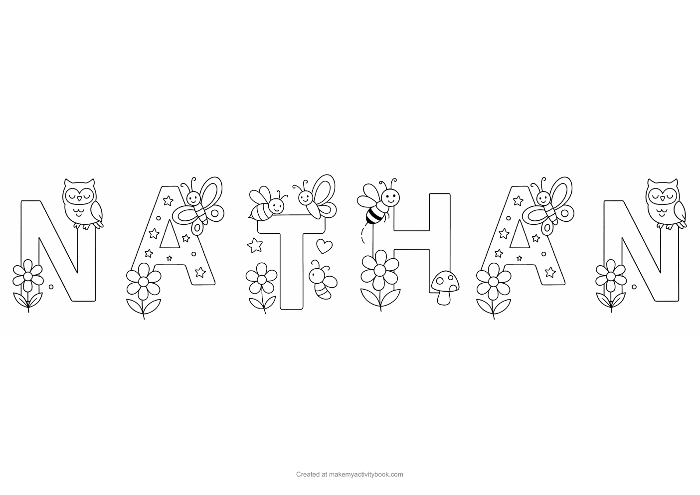 Nathan letters colouring sheet