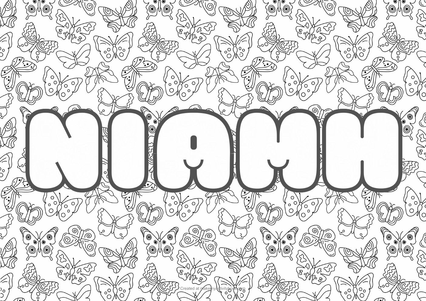Niamh butterflies colouring sheet