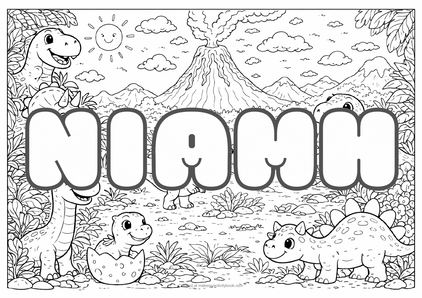 Niamh dinosaur colouring sheet