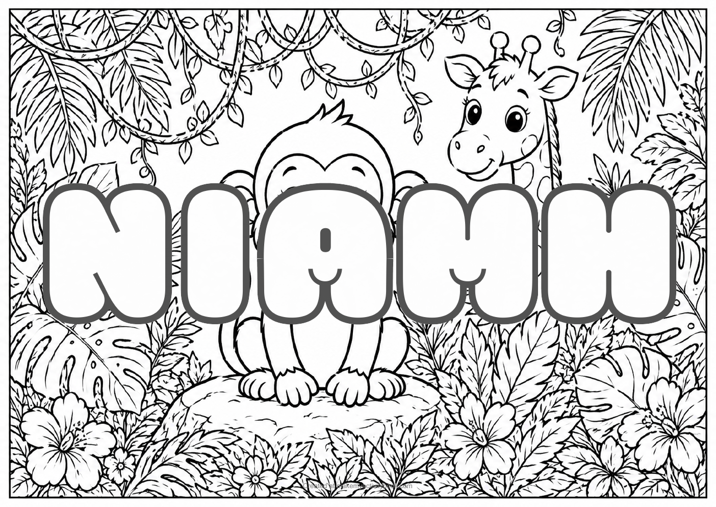 Niamh jungle colouring sheet