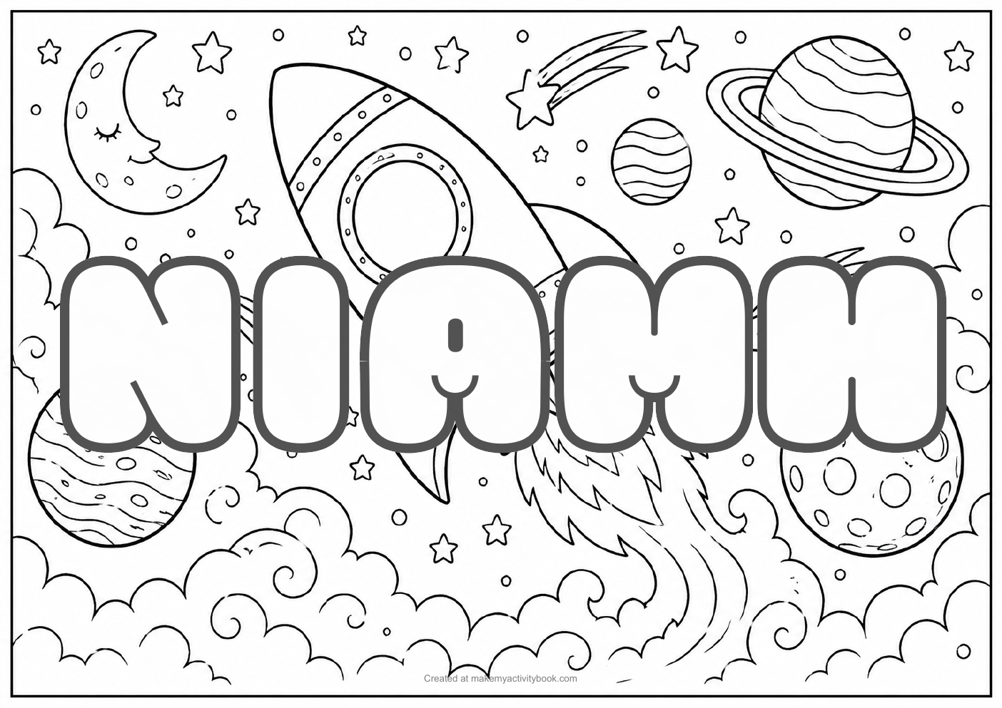 Niamh space colouring sheet