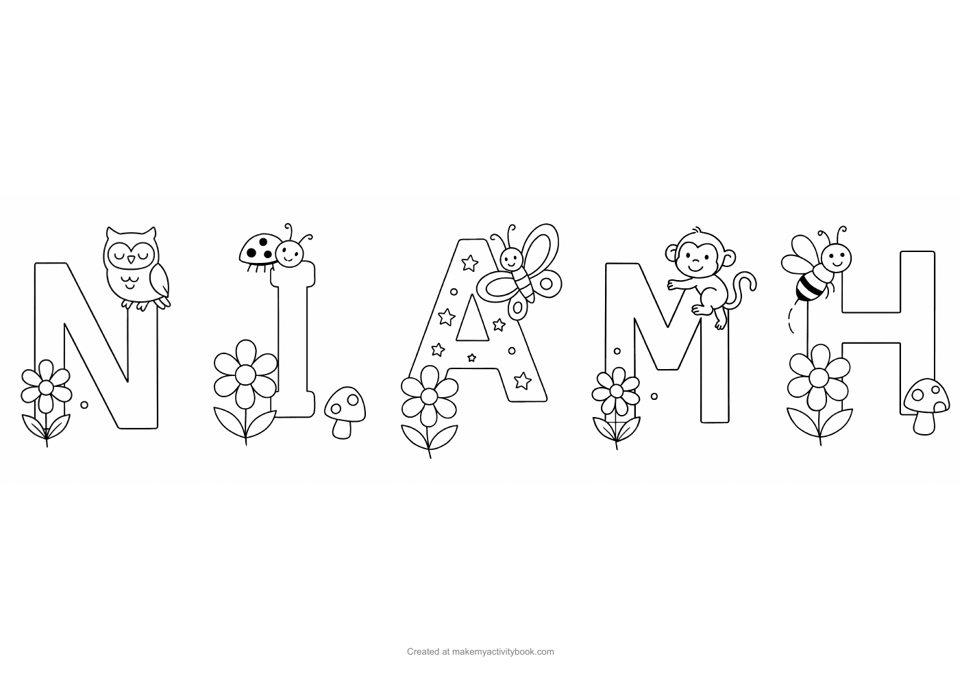 Niamh letters colouring sheet