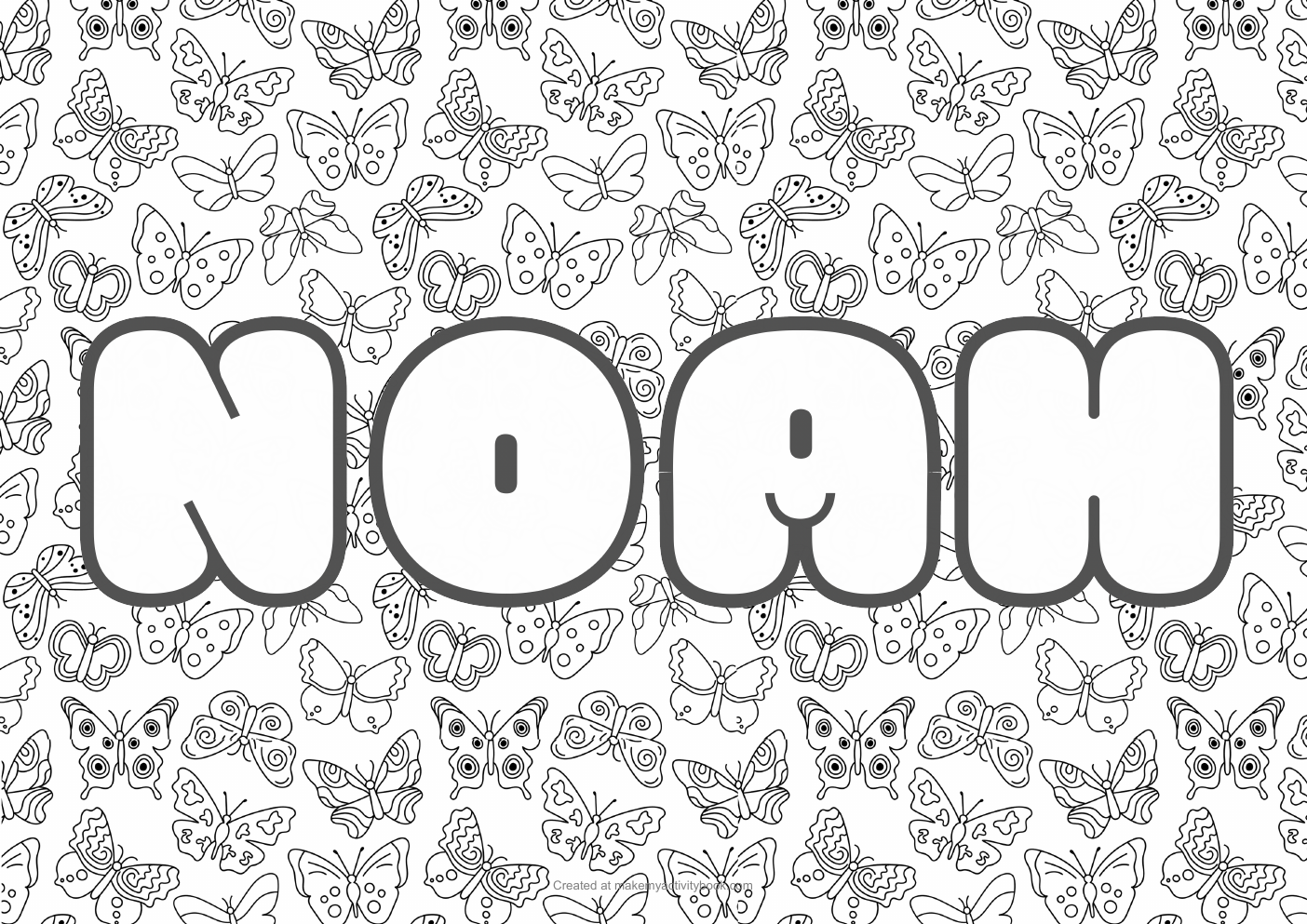 Noah butterflies colouring sheet