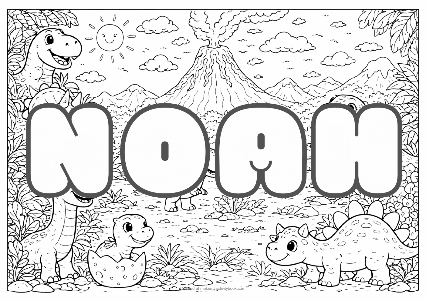 Noah dinosaur colouring sheet