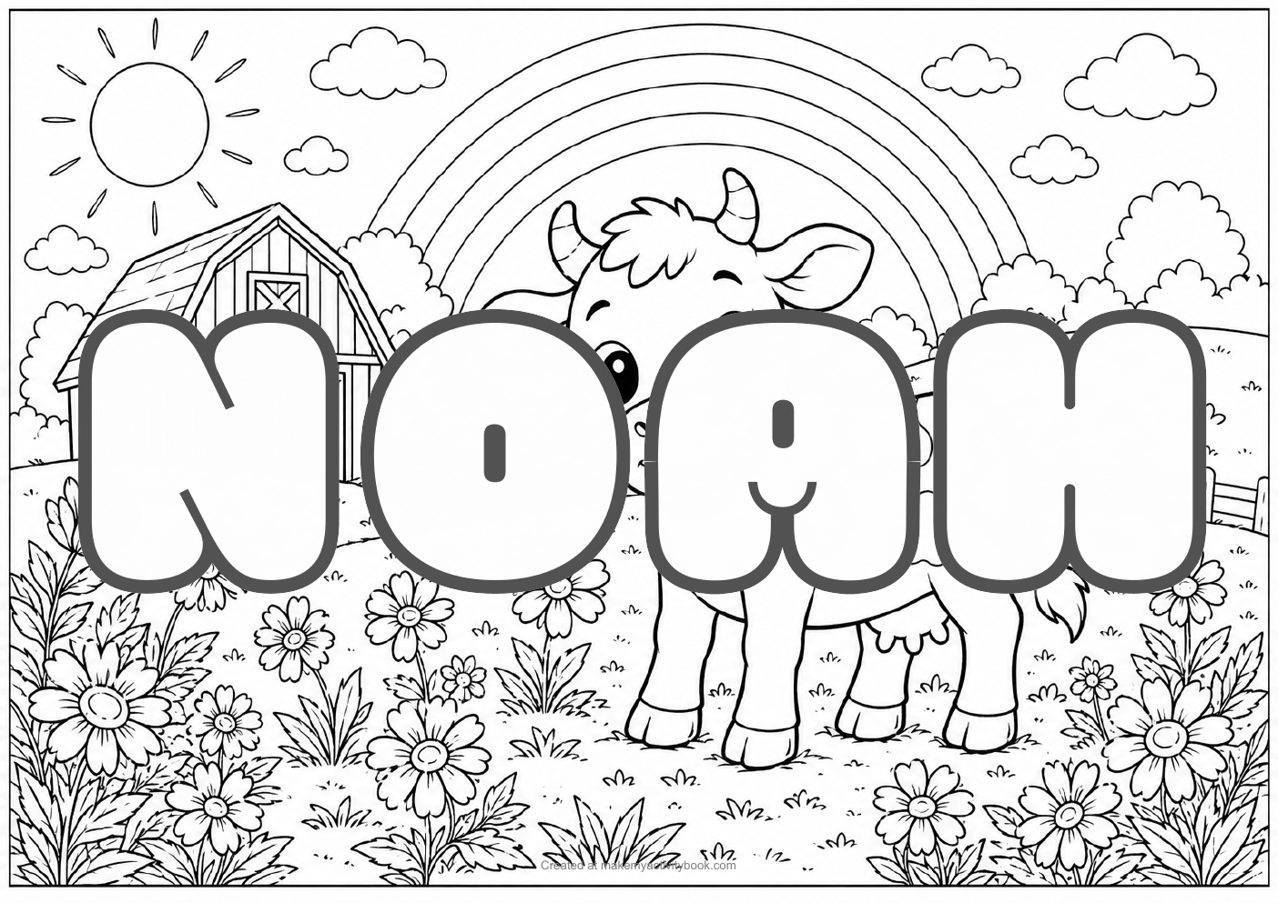 Noah farm colouring sheet