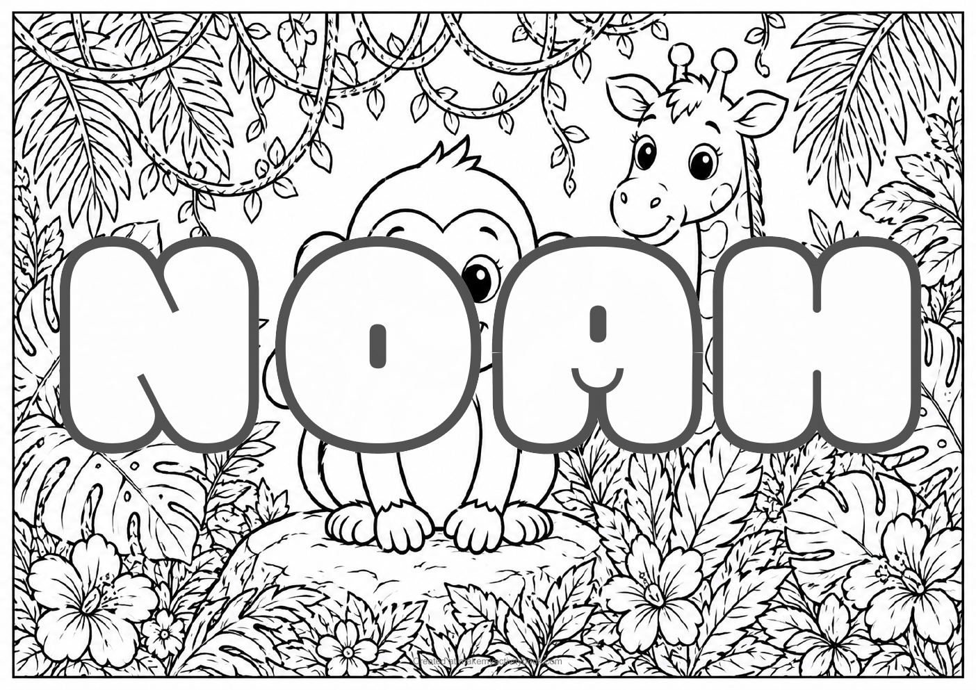 Noah jungle colouring sheet