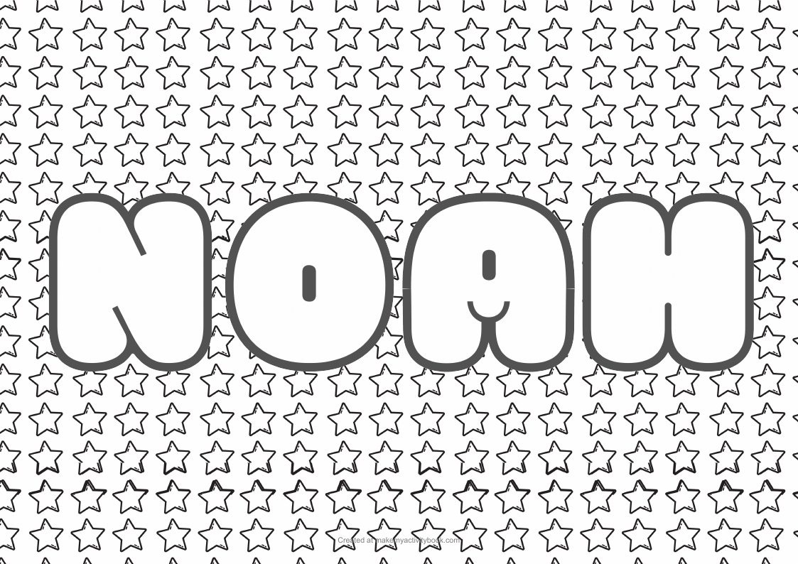 Noah Bubble letters — Stars border colouring sheet