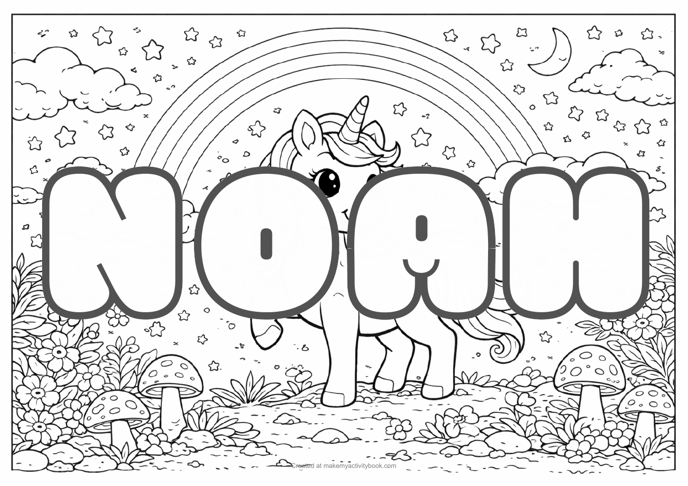 Noah unicorn colouring sheet