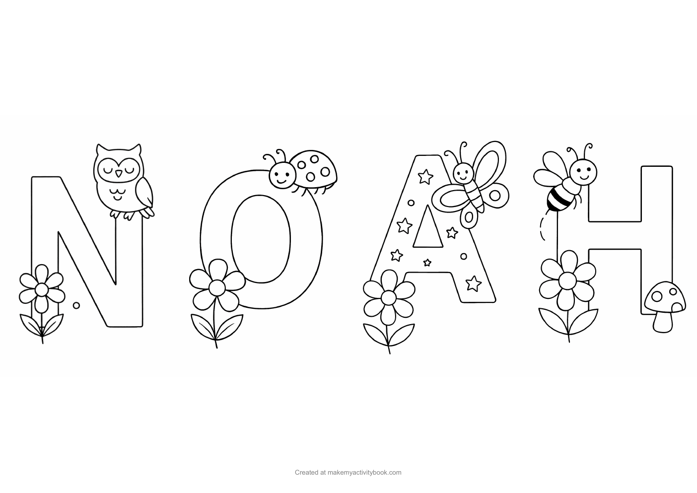 Noah letters colouring sheet