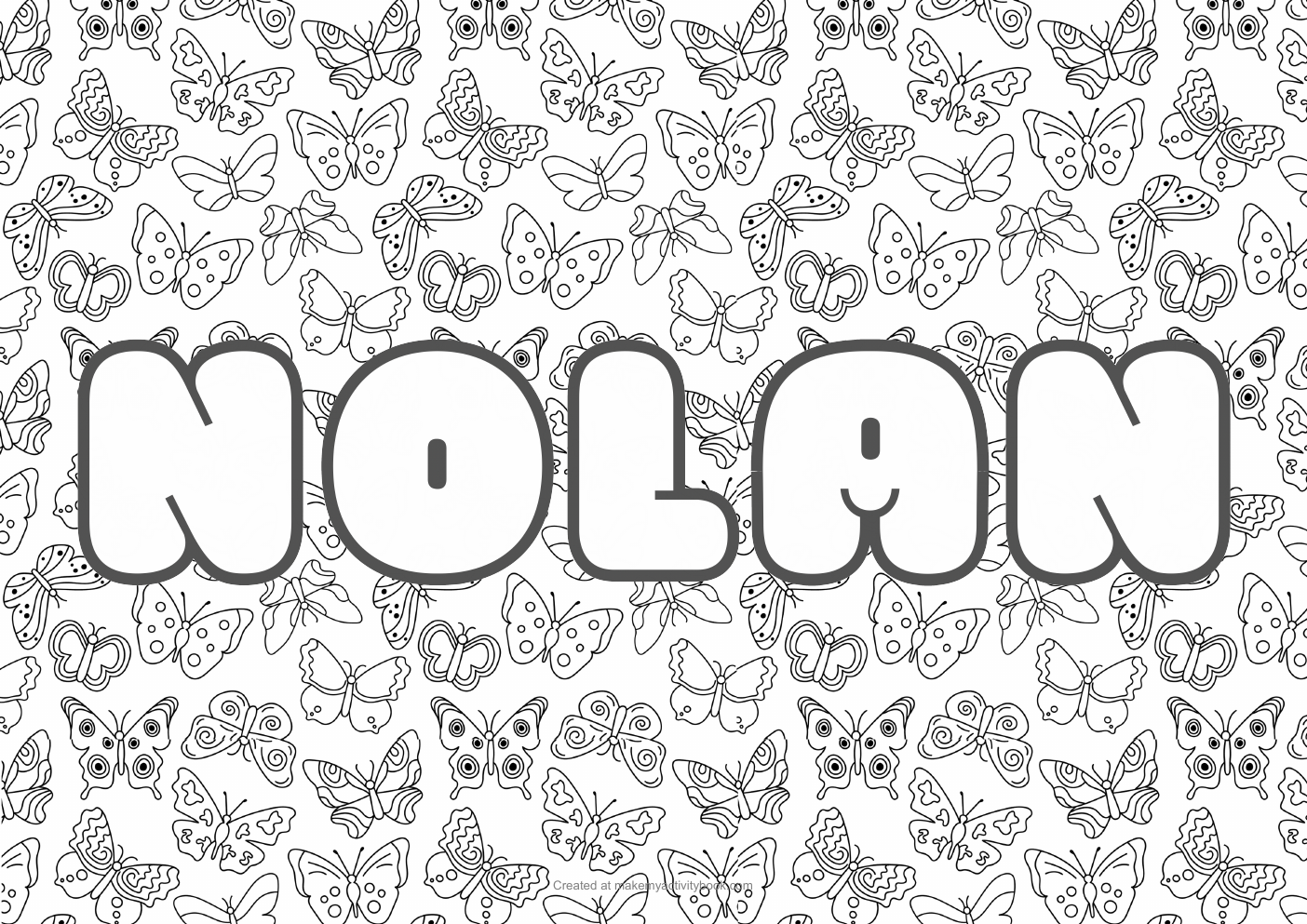 Nolan butterflies colouring sheet