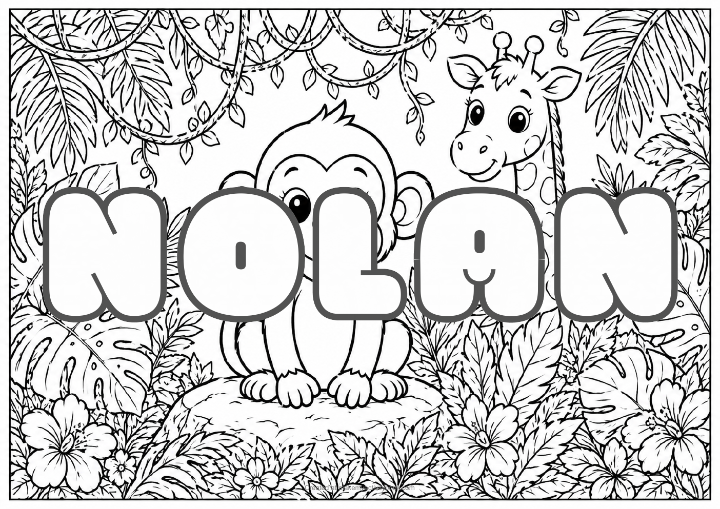Nolan jungle colouring sheet