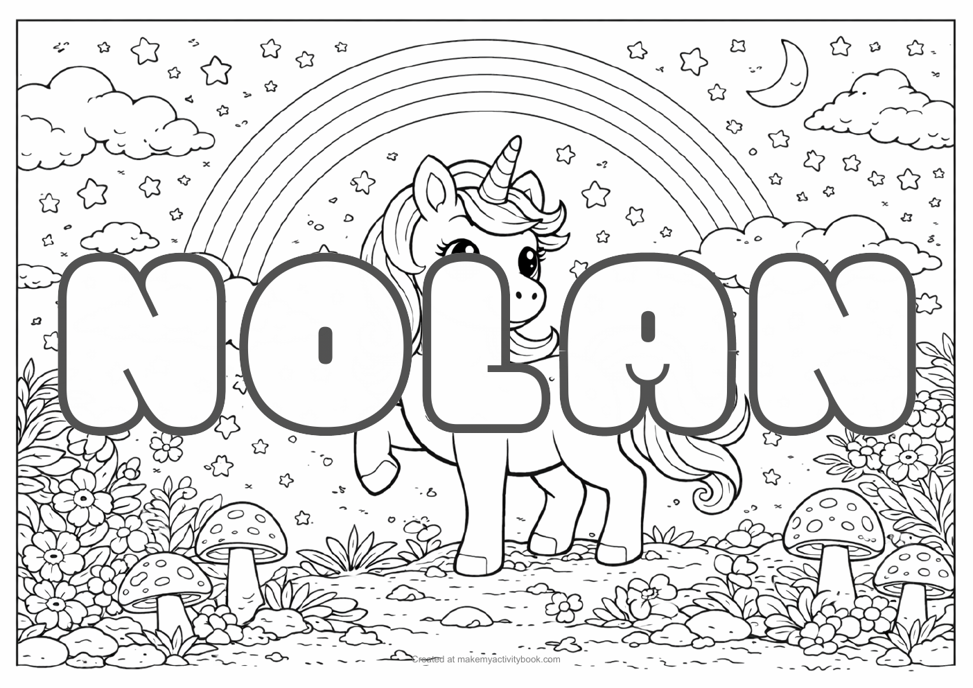 Nolan unicorn colouring sheet