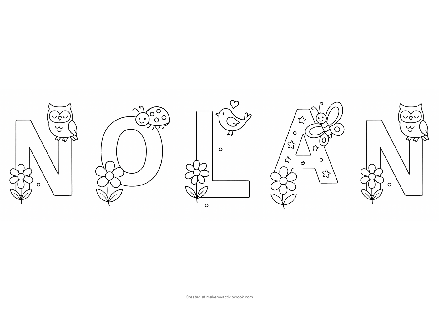 Nolan letters colouring sheet