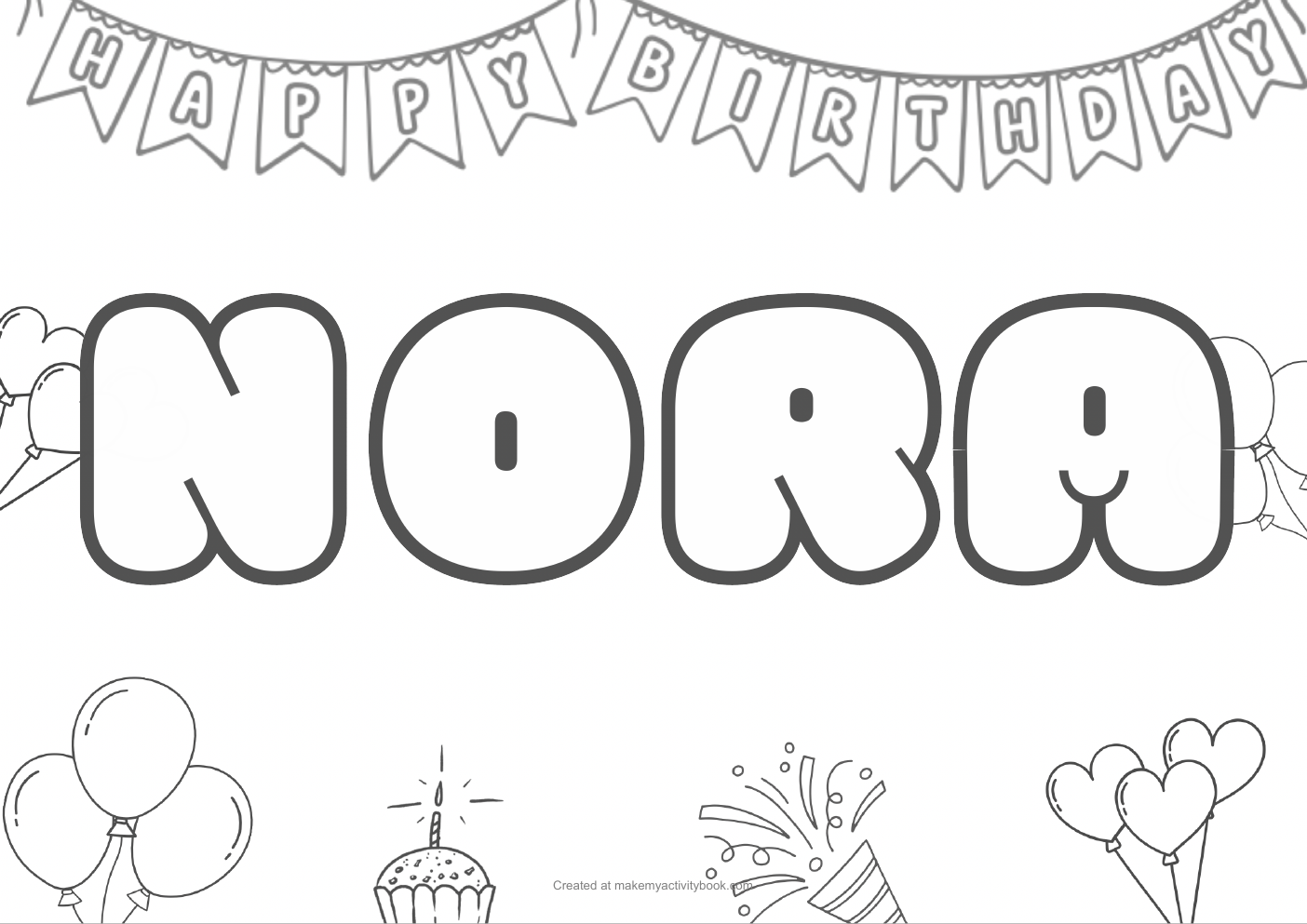 Nora birthday colouring sheet