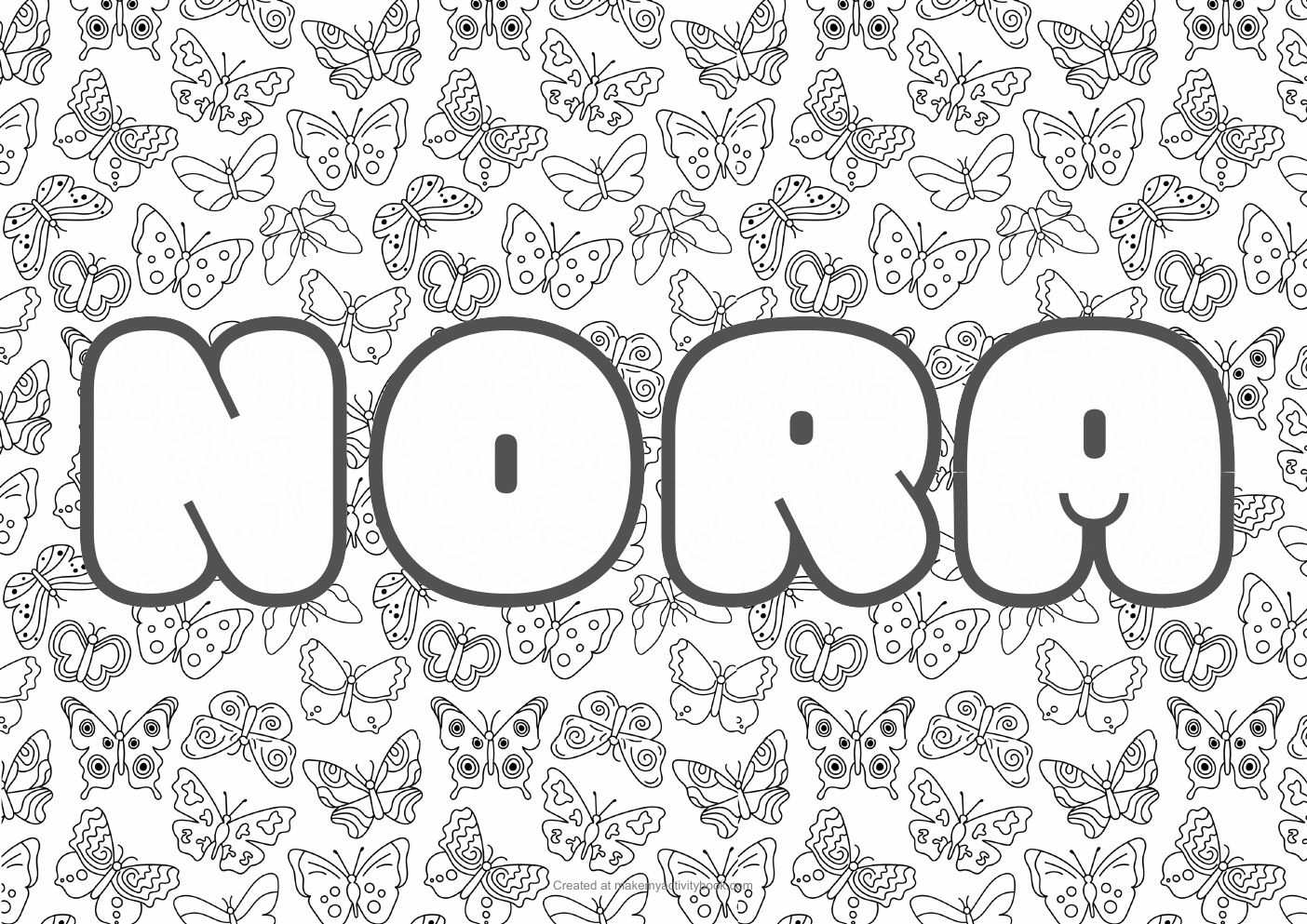 Nora butterflies colouring sheet