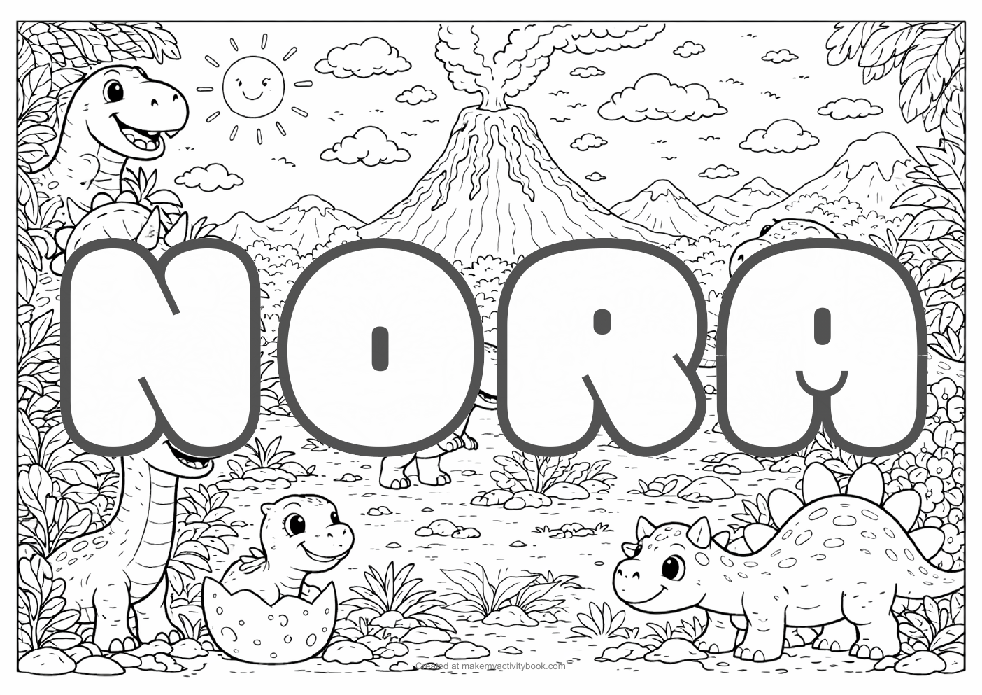 Nora dinosaur colouring sheet