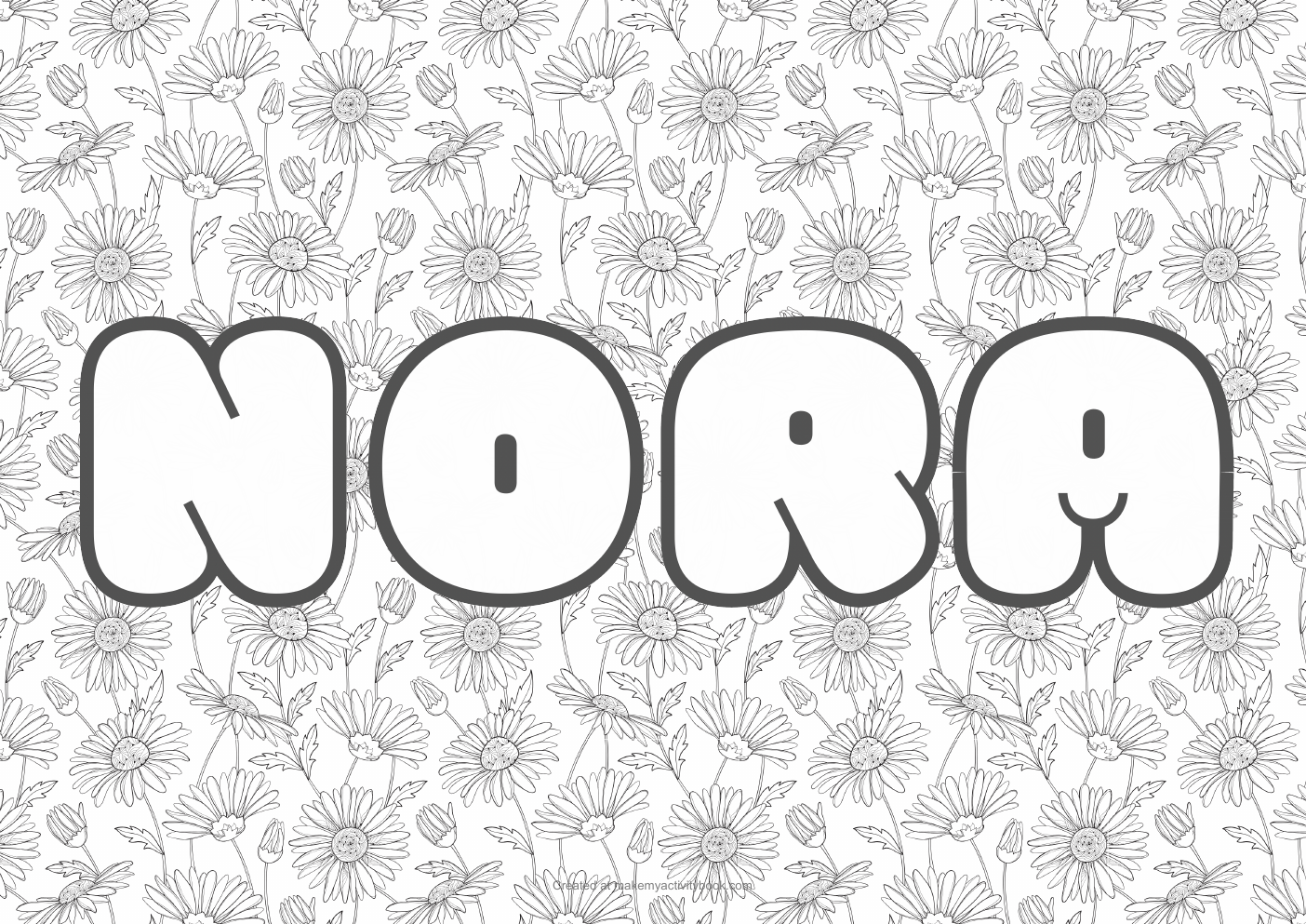 Nora flowers colouring sheet