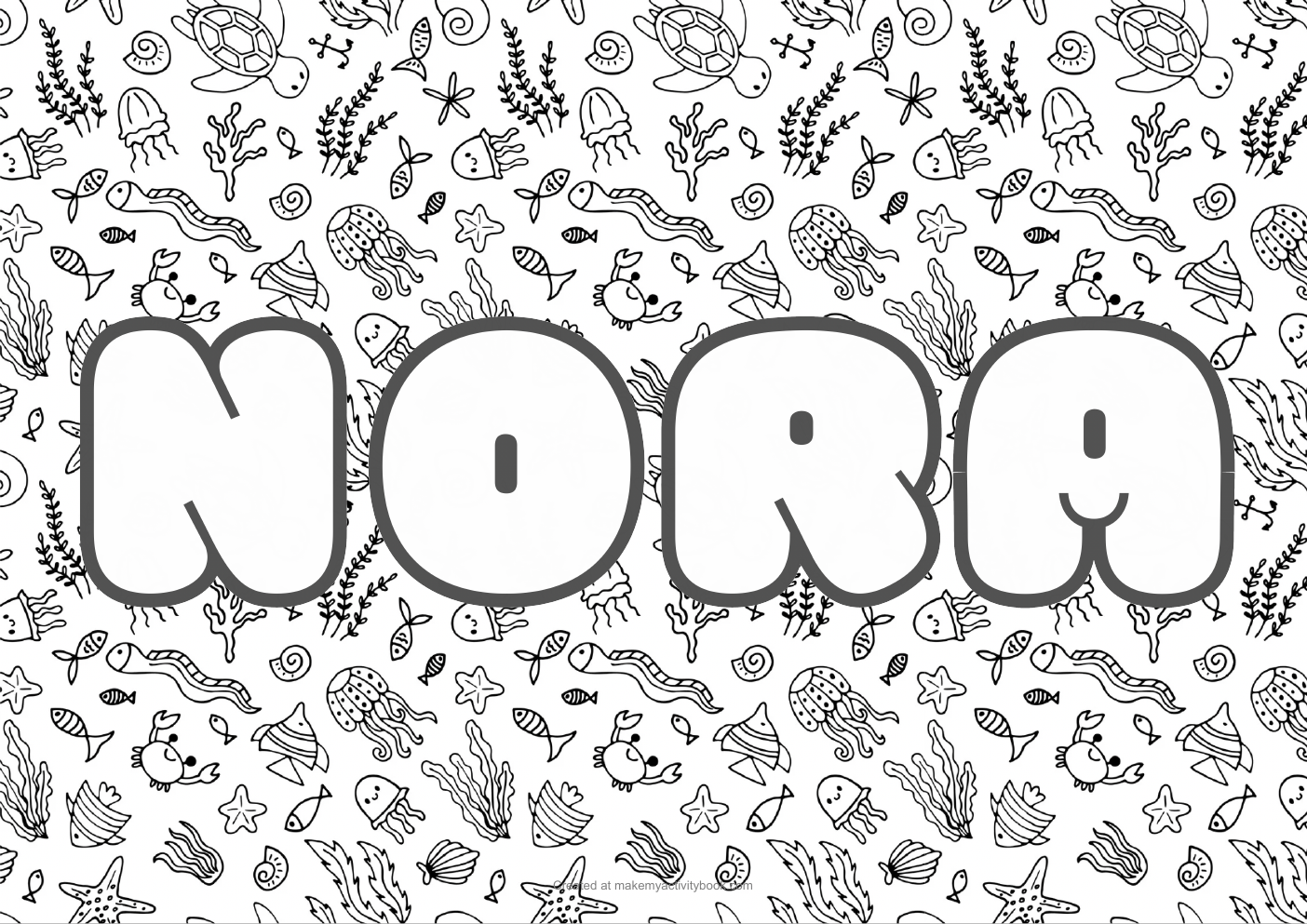 Nora sea colouring sheet