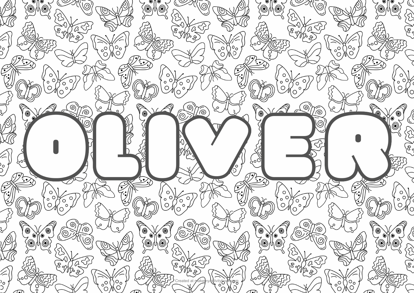 Oliver butterflies colouring sheet