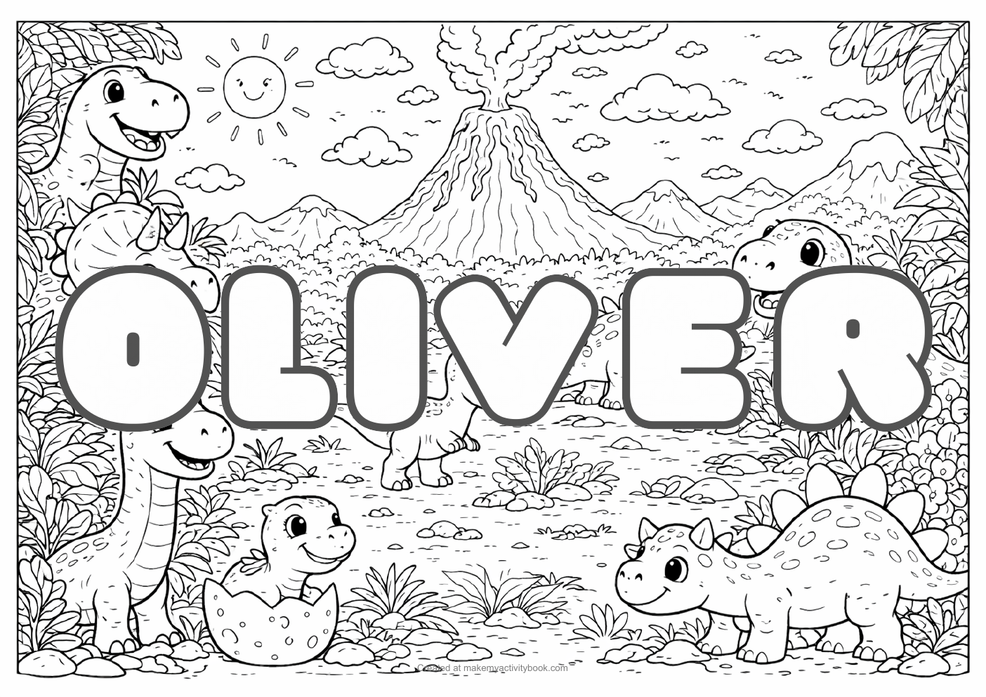 Oliver dinosaur colouring sheet