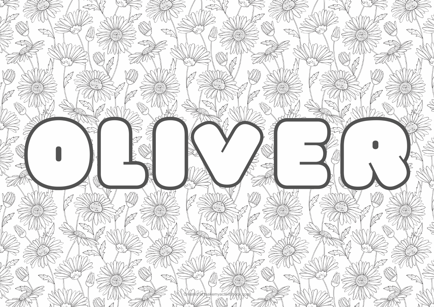 Oliver flowers colouring sheet