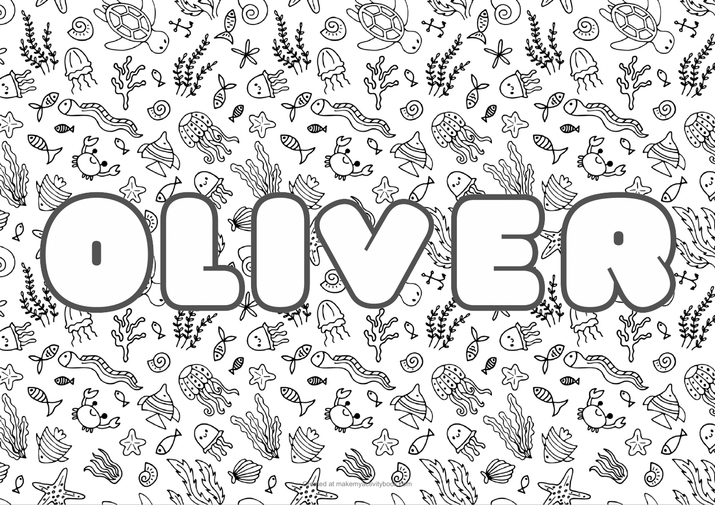 Oliver sea colouring sheet
