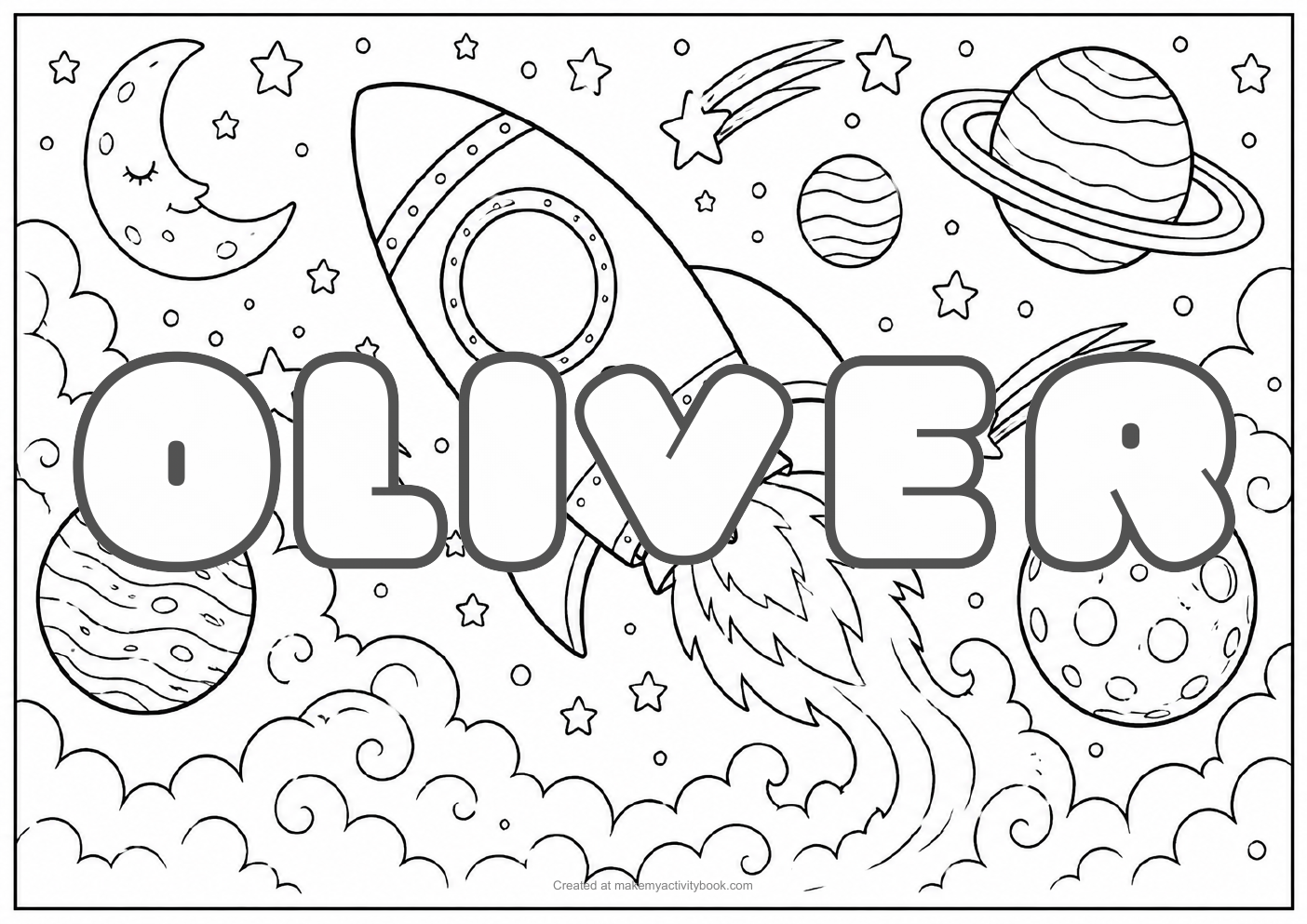 Oliver space colouring sheet