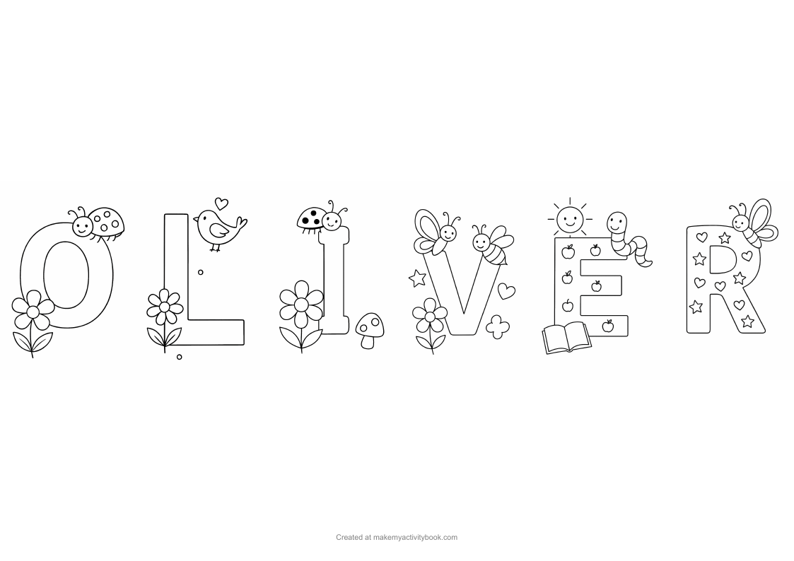 Oliver Flowers letters colouring sheet