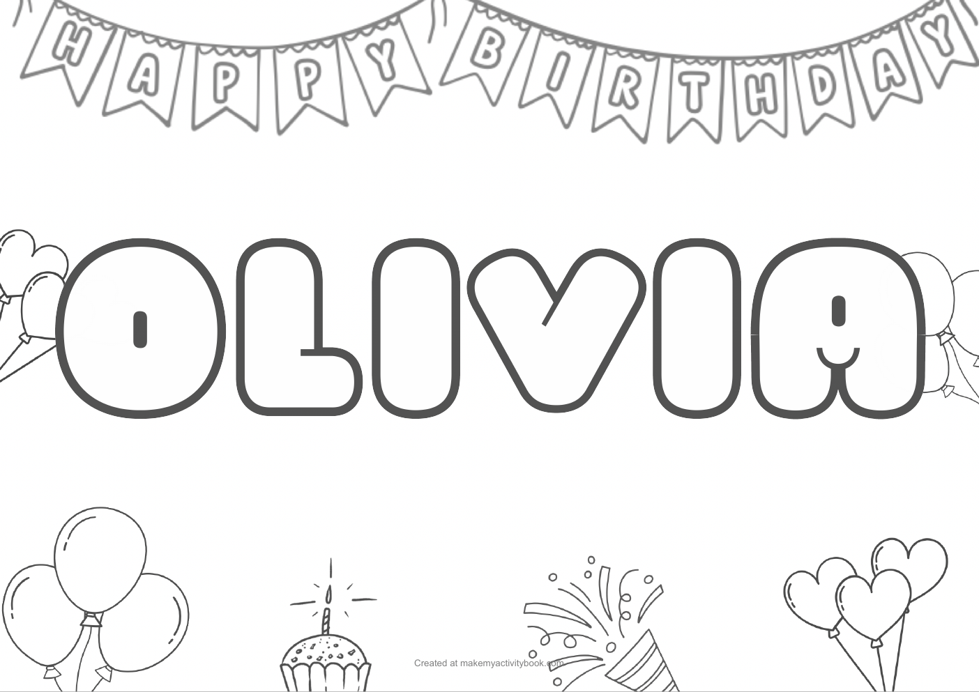Olivia birthday colouring sheet