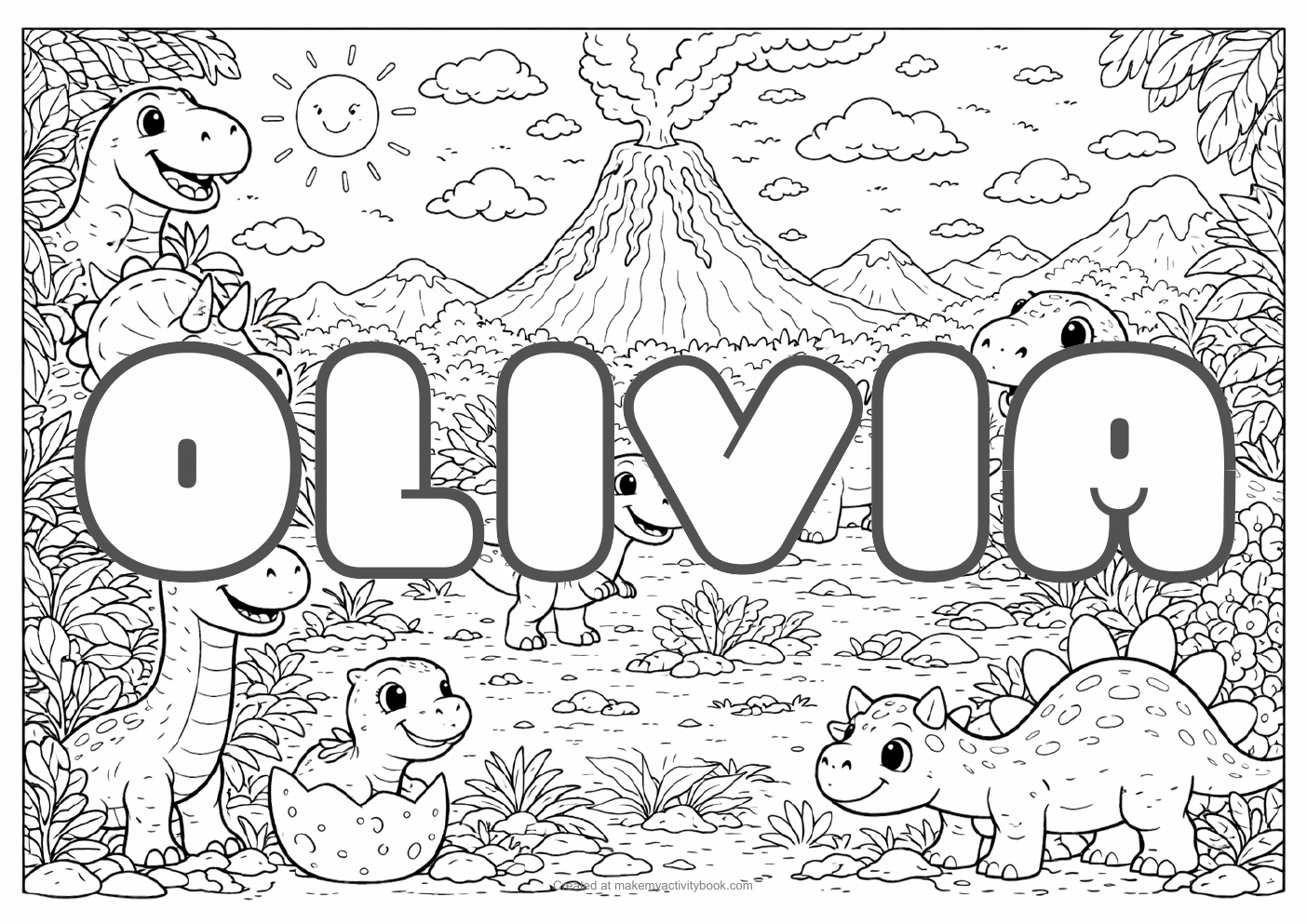 Olivia dinosaur colouring sheet