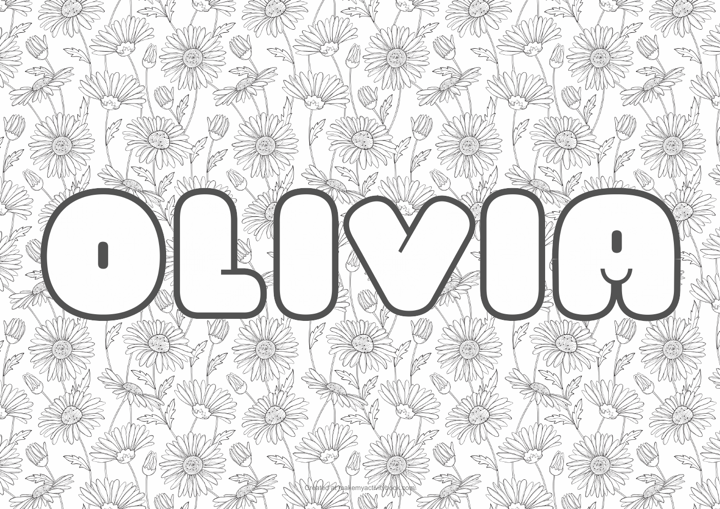 Olivia flowers colouring sheet