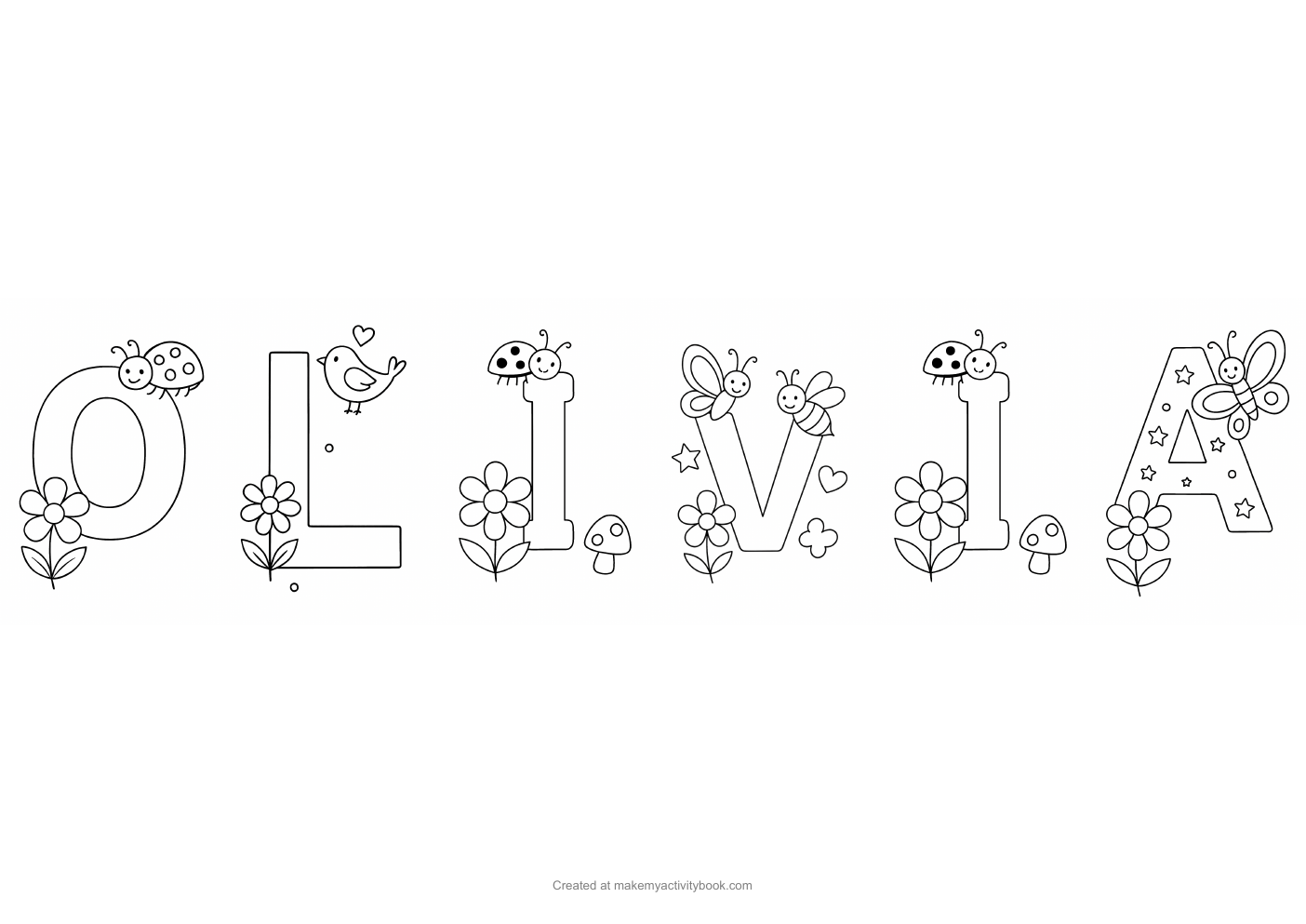 Olivia letters colouring sheet