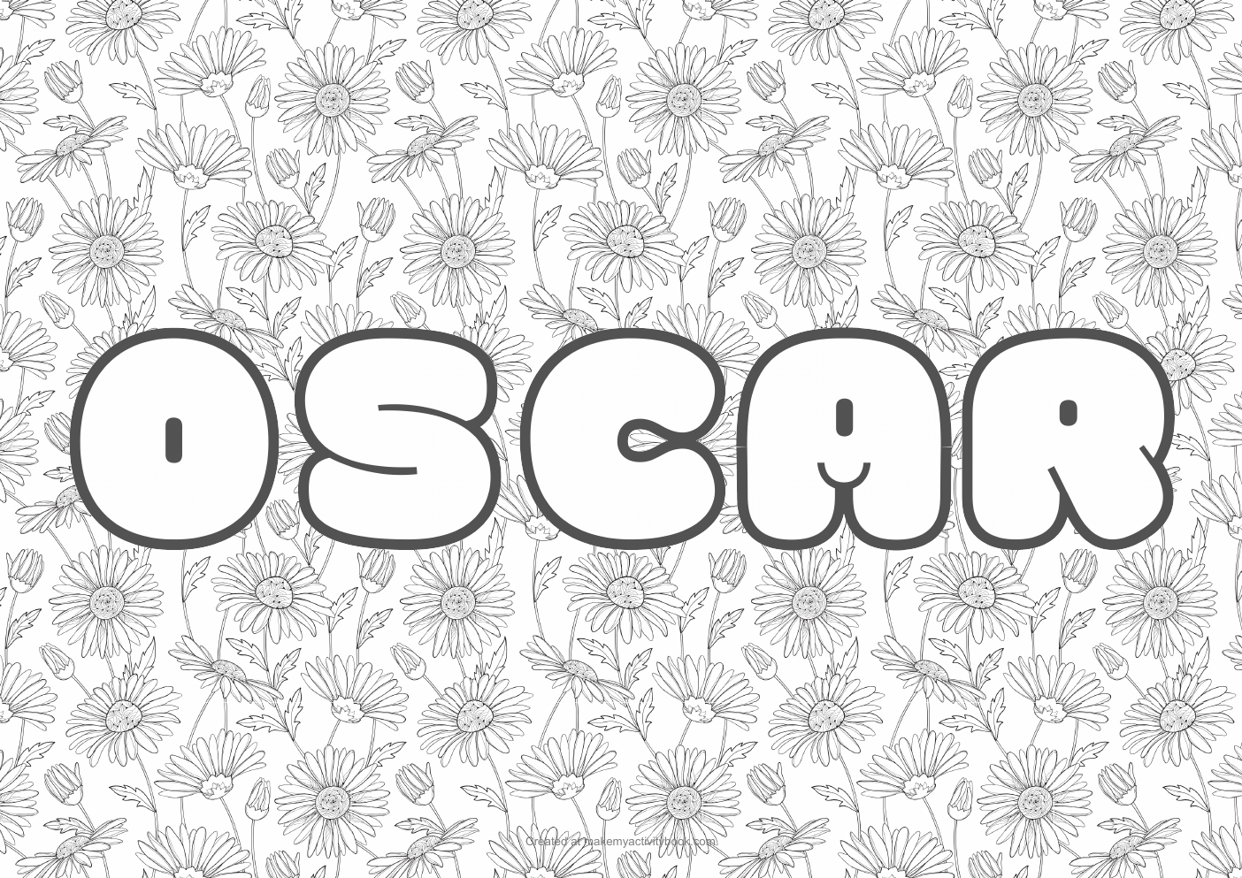 Oscar flowers colouring sheet