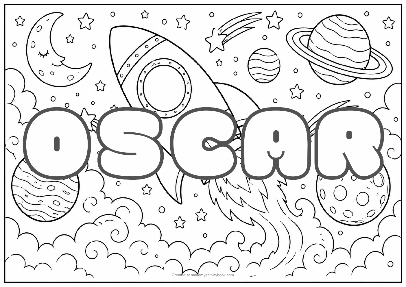 Oscar space colouring sheet