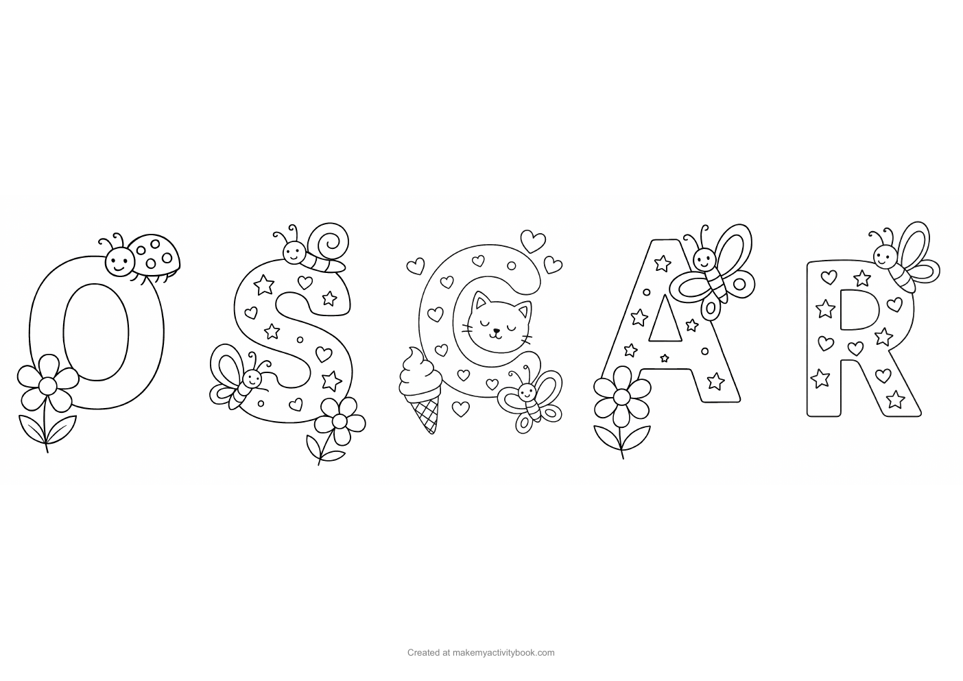 Oscar letters colouring sheet