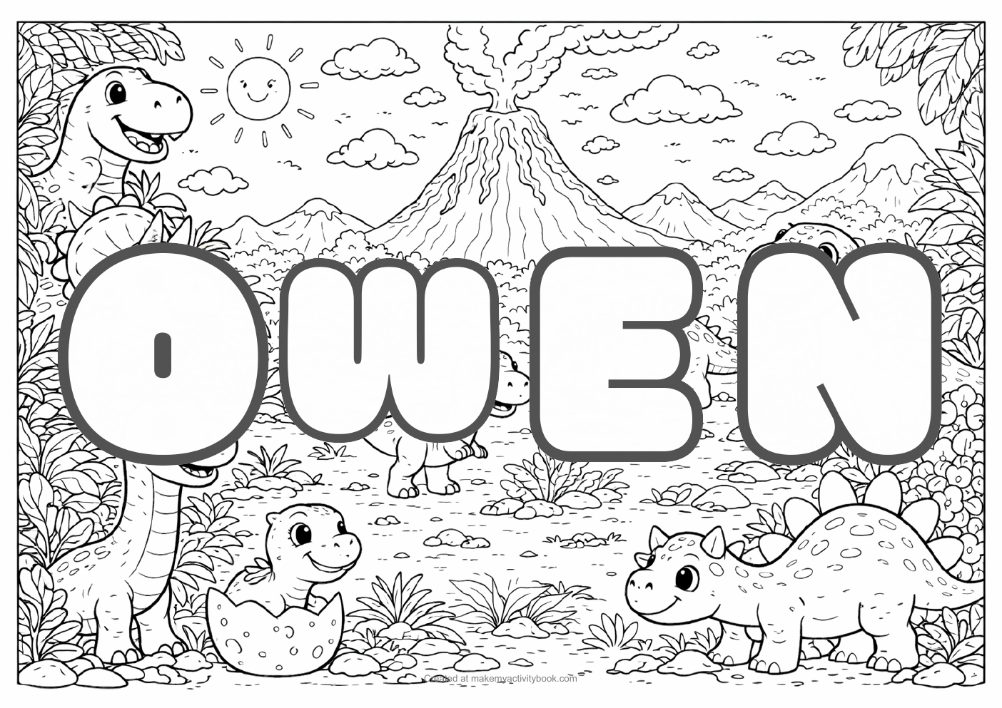 Owen dinosaur colouring sheet