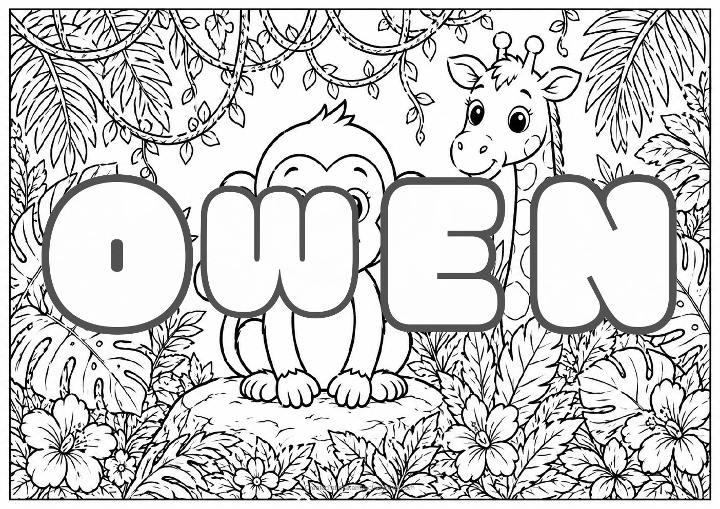 Owen jungle colouring sheet